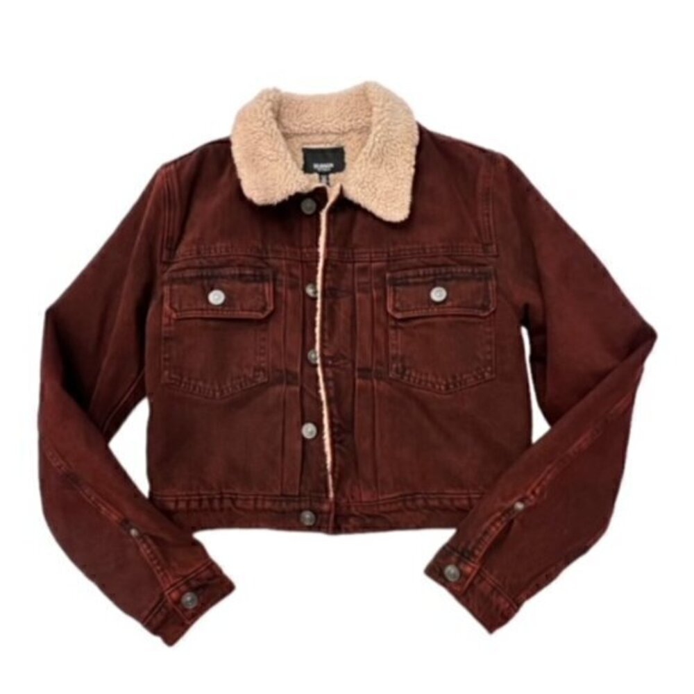 🎉PRICE REDUCED🎉 HUDSON Jeans Red Denim Trucker Jacket Sherpa‎ Size XS $295 NWT